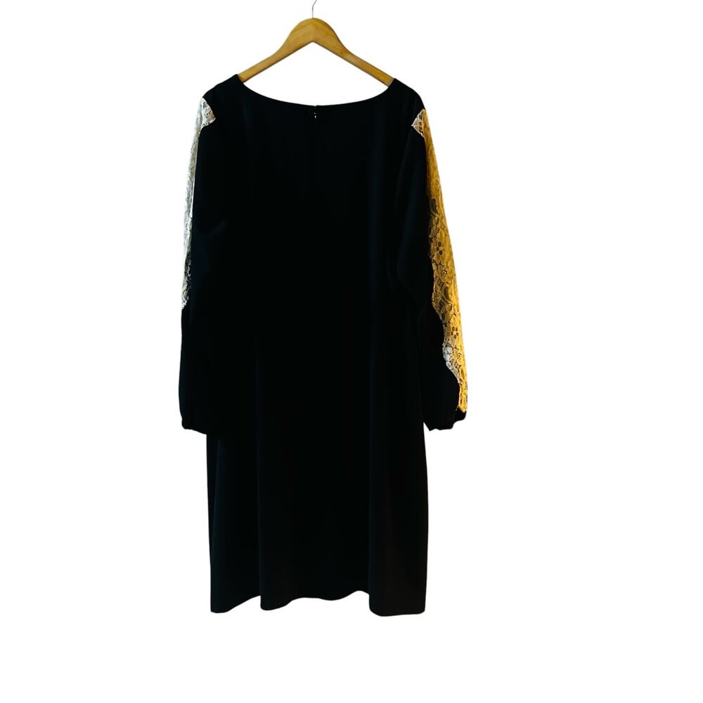 Eloquii Long Sleeve Crew Neck Shift Dress Size 22 Black - Picture 3 of 7